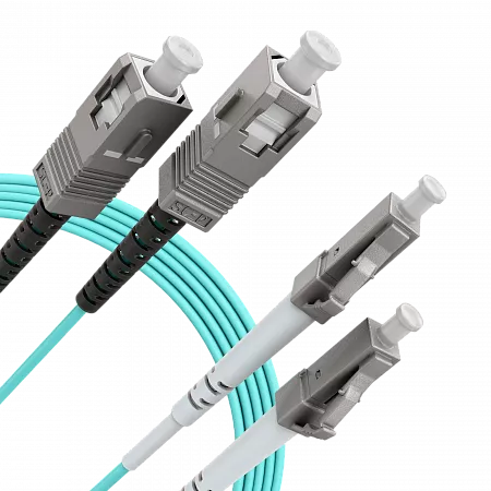 Шнур оптический переходной (патч-корд) LANMIR двойной многомодовый MM 50/125 OM3 LC/UPC-SC/UPC LSZH нг(А)-HF 2 м голубой